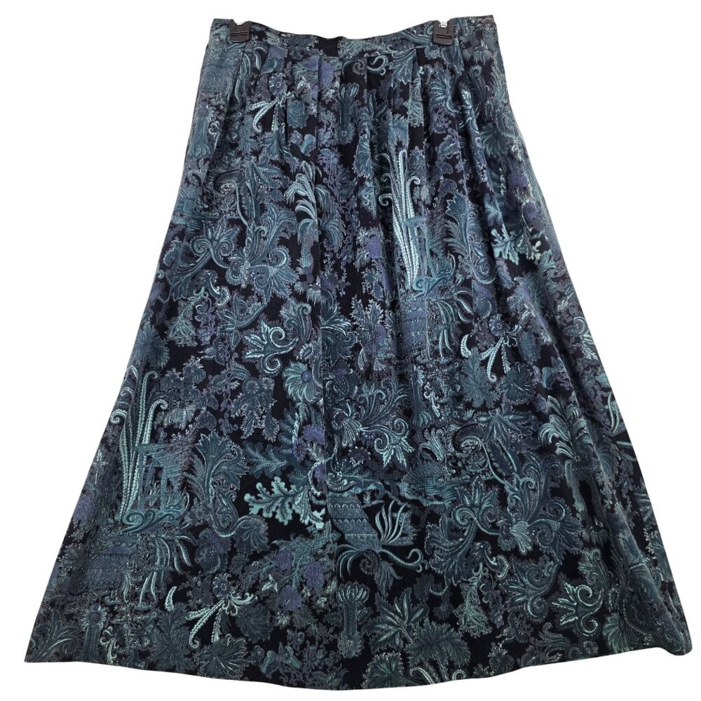 Vintage Lombardi Inc Fairy Grunge Midi Skirt Sz 16 Paisley Corduroy Goblincore